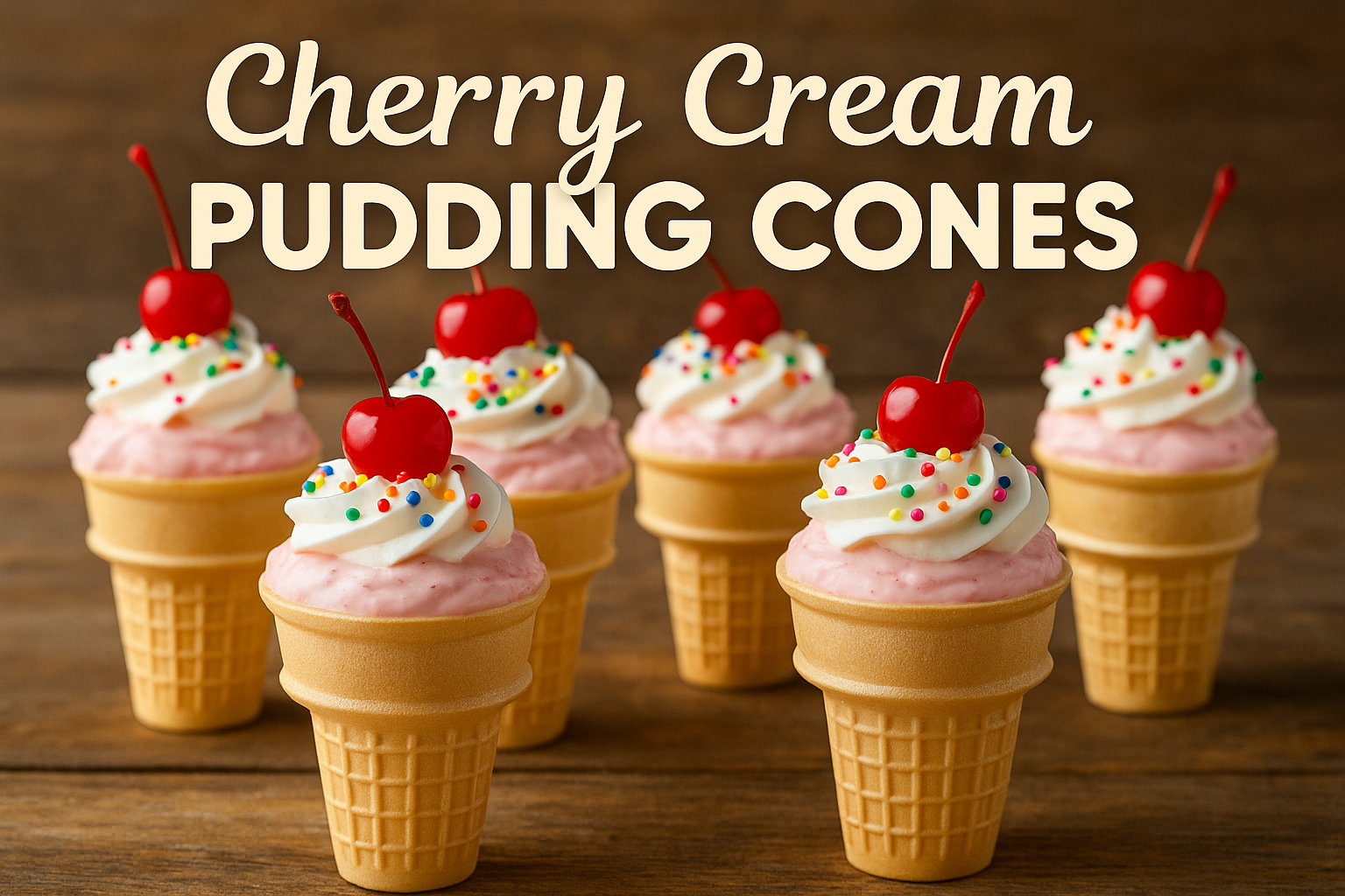 Cherry Cream Pudding Cones