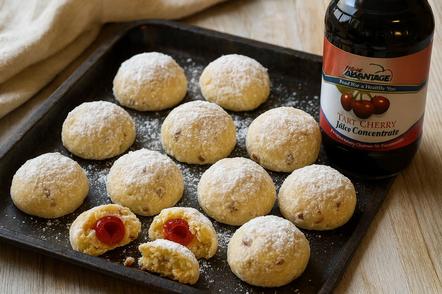 Cherry Pecan Snowball Cookies (Cherry-Filled)