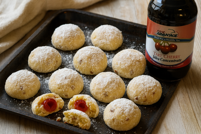 Cherry Pecan Snowball Cookies (Cherry-Filled)