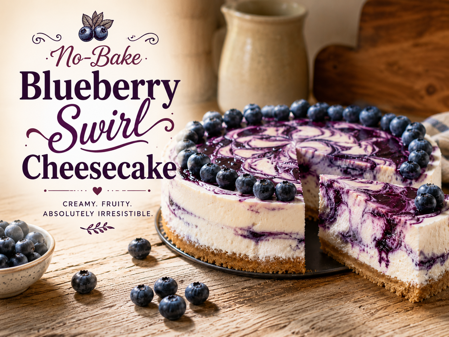No-Bake Blueberry Swirl Cheesecake: A Cool, Creamy Summer Dessert With No Oven Required