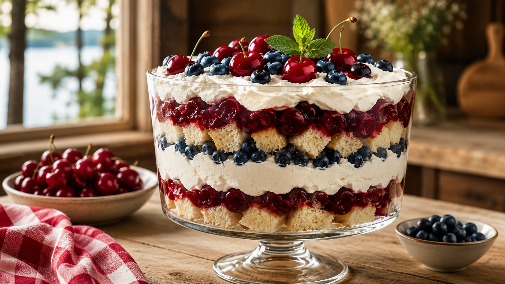 Red, White, and Blue Cherry-Blueberry Trifle: The Easiest Patriotic Dessert