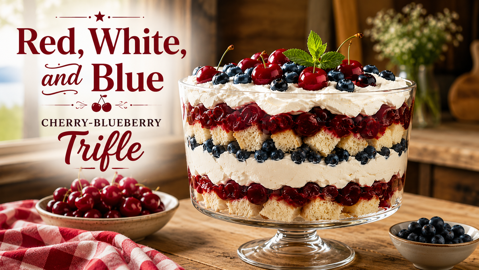 Red, White, and Blue Cherry-Blueberry Trifle: The Easiest Patriotic Dessert