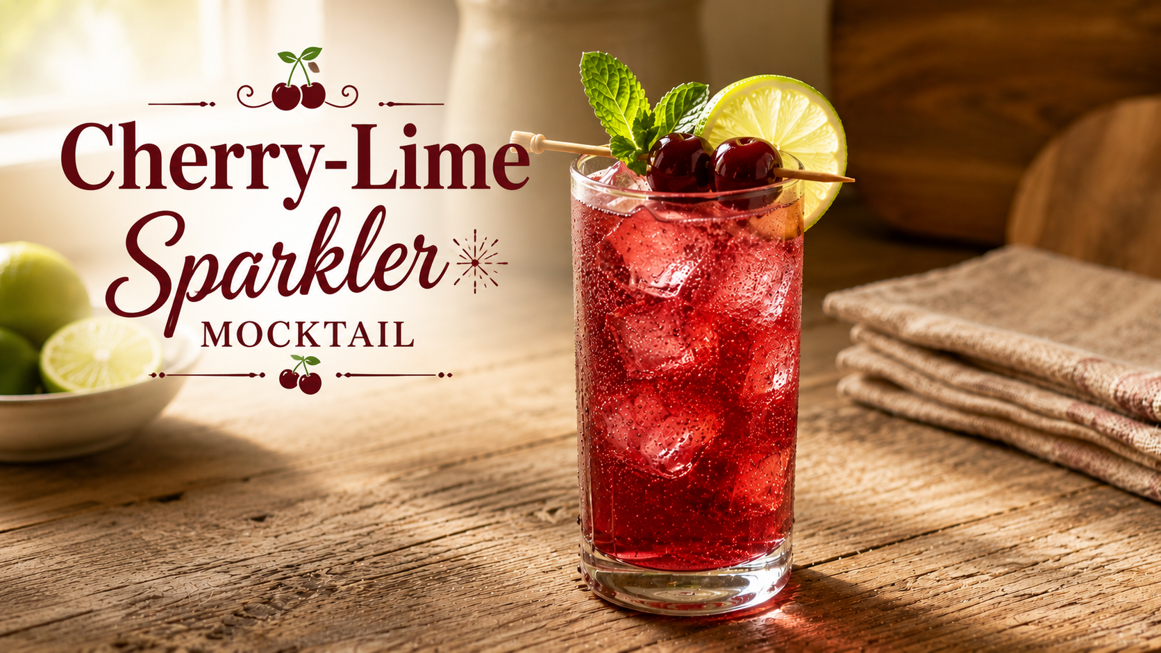Cherry-Lime Sparkler Mocktail: A Refreshing Tart Cherry and Lime Drink