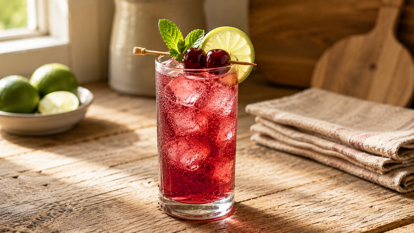 Cherry-Lime Sparkler Mocktail: A Refreshing Tart Cherry and Lime Drink