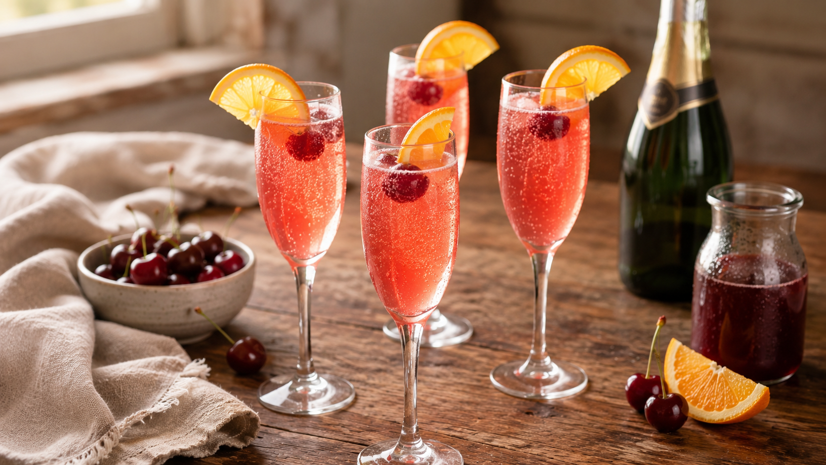 Cherry Mimosa Brunch Cocktails