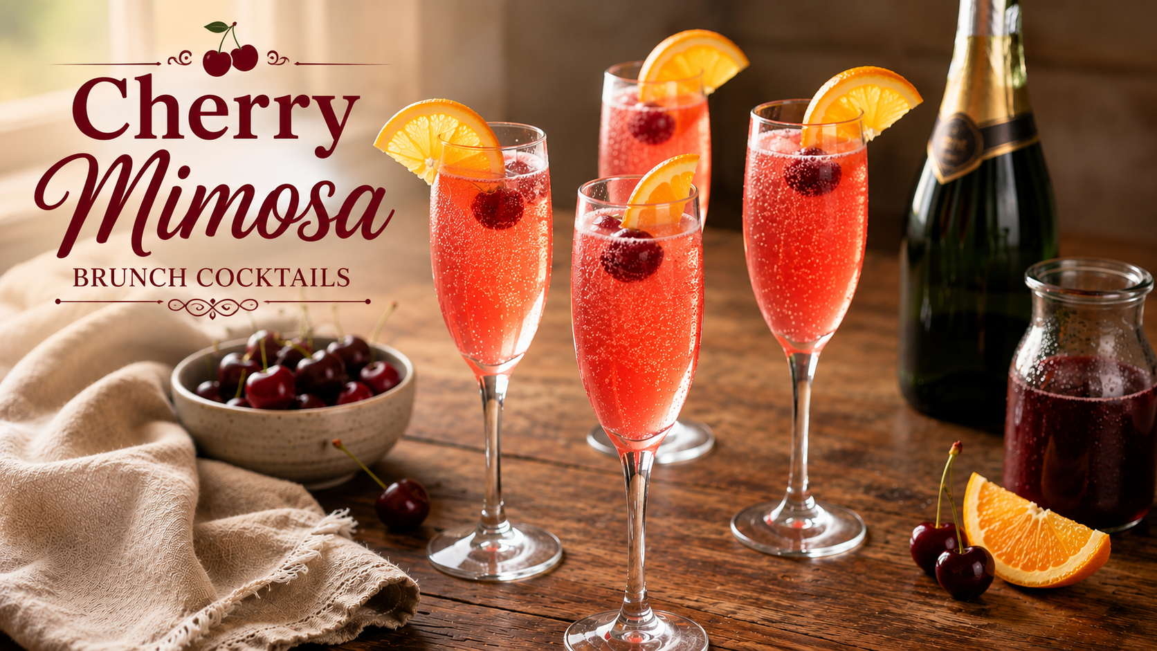 Cherry Mimosa Brunch Cocktails