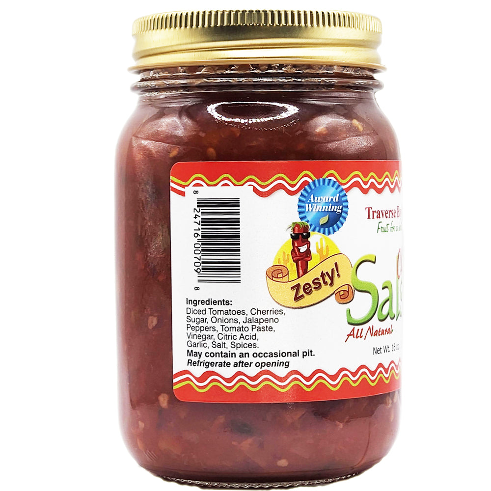 Cherry Salsa  - Zesty (spicy but not too hot!), 16 oz - Traverse Bay Farms