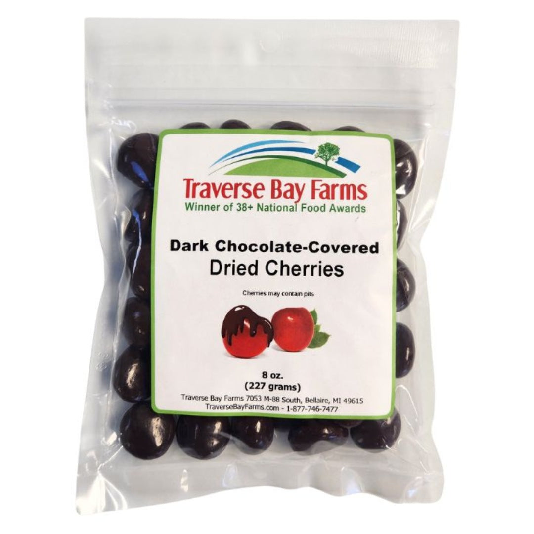 Dark Chocolate Covered Dried Cherries, 8 oz. - Traverse Bay Farms
