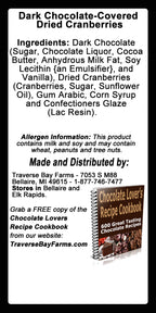 Dark Chocolate Covered Dried Cranberries, 8 oz. - Traverse Bay Farms