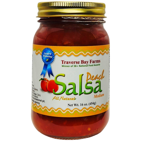 Peach Salsa - Medium, 16 oz - Traverse Bay Farms