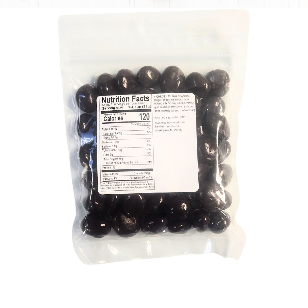 Dark Chocolate Covered Dried Cherries, 8 oz. - Traverse Bay Farms
