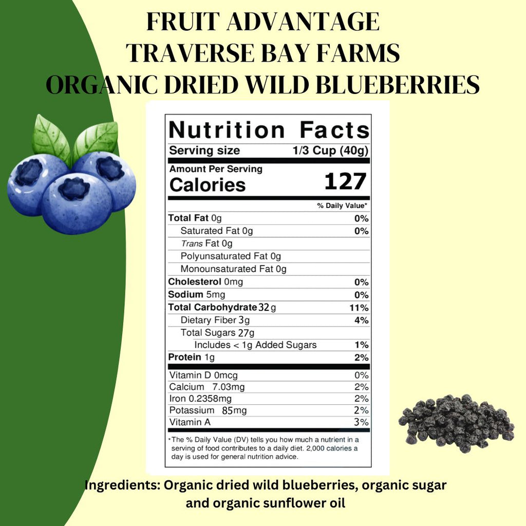 Dried Organic Wild Blueberries - 8 oz bag - Traverse Bay Farms