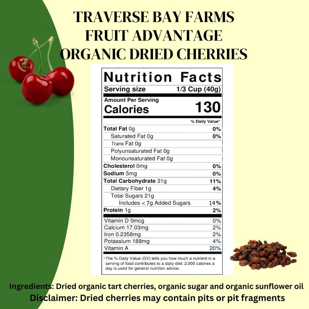 4 LBS - Organic Dried Cherries - Traverse Bay Farms