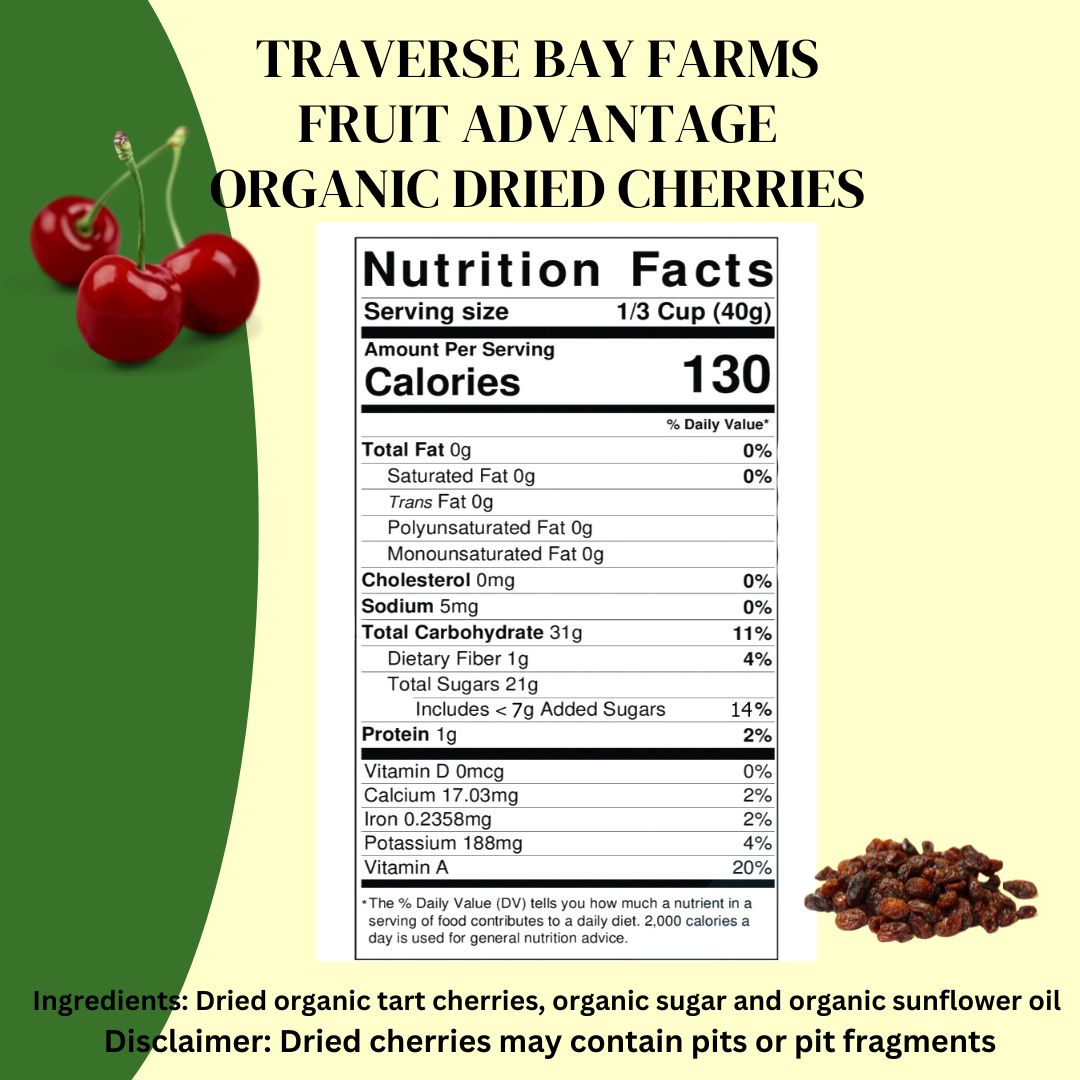 4 LBS - Organic Dried Cherries - Traverse Bay Farms