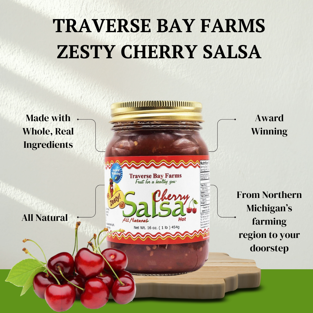 Cherry Salsa  - Zesty (spicy but not too hot!), 16 oz - Traverse Bay Farms