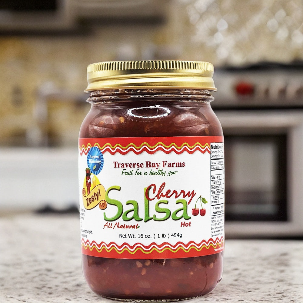 Cherry Salsa  - Zesty (spicy but not too hot!), 16 oz - Traverse Bay Farms