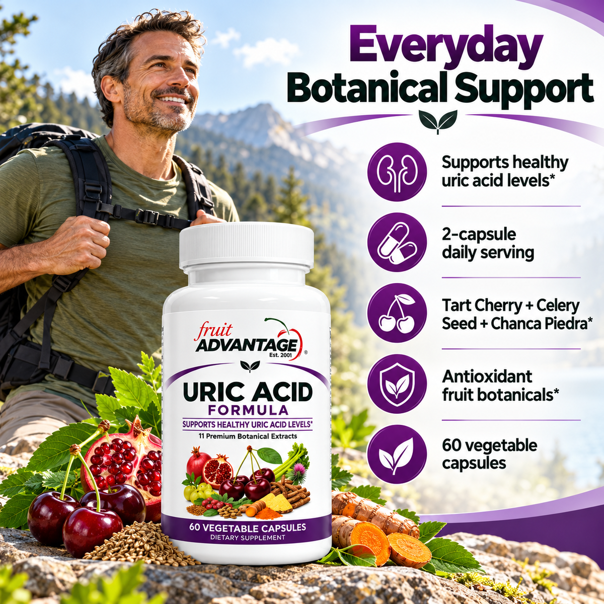 Fruit Advantage Uric Acid Supplement - 60 Capsules