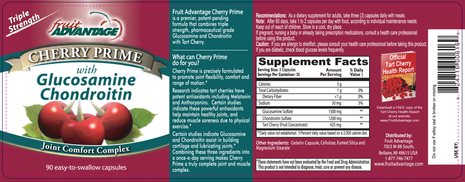 Cherry Prime Tart Cherry CapulesGlucosamine, Chondroitin and Cherries Traverse Bay Farms